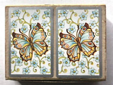 Vintage CONGRESS Playing Cards ~ BUTTERFLY & BLUE FLOWERS ~ Cel-U-Tone Finish picture