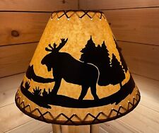 Rustic Oiled Kraft Lamp Shade with Moose Design - 16