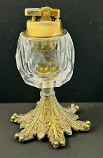 Vintage Large Ornate Brass and Glass Tabletop Lighter Made in Japan. picture