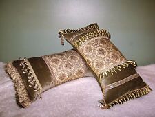 Vintage Pair Decorative Solid Velvet Lumbar Green Pillows picture