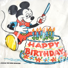 Vintage 1960s Mickey Mouse Happy Birthday Napkins Sealed Beach Product Kalamazoo picture