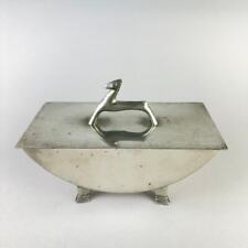 Antique Art Deco Pewter by Rice Deer or Gazelle Box - Footed - 588 - 1920-30 picture