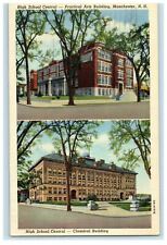 1943 High School Central Buildings, Manchester New Hampshire NH Postcard picture