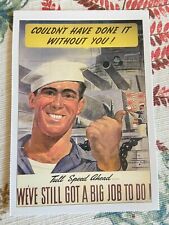 vintage postcard WWII propaganda full speed ahead Navy gunner ship picture