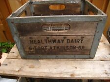 Vintage Wooden Healthway Dairy Fort Atkinson WI. 1966 Milk Bottle Crate picture
