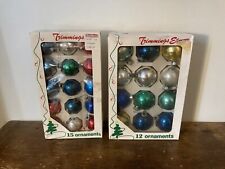 VTG Trimmings Silver Blue Green Gold Glass Chrismas Ornaments Bradlees 27 Rauch picture