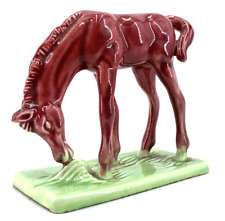 Cemar Pottery Large Horse Grazing Figurine Bauer Mauve Green 4