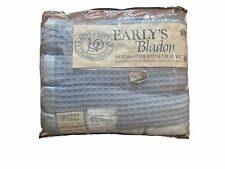 Vintage Early's of Witney England Merino Wool Waffle Blanket Baby Blue 84” New picture
