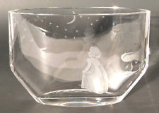 Vtg. Orrefors Girl Wishing to the Moon & Stars Etched Vase Signed Sweden picture