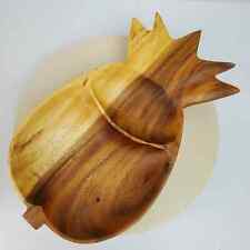 Vintage Monkeypod Pineapple Two Section Serving Dish 14x8x2 Inch Hawaiian picture