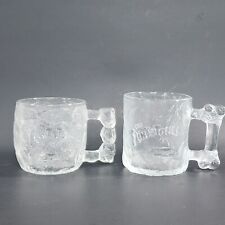 Vtg 1993 McDonald's Flinstones Frosted Glass Mugs Pre Dawn Rocky Road Set of 2 picture