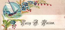 1880s-90s Sailboat In Water Flowers Harry S. Warren Trade Card picture