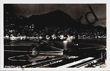 1957 HONG KONG BY NIGHT, harbor,  RPPC postcard jj286 picture