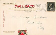 Antique Folded Mail Card Auxiliary Stamp Christmas Red Cross Vtg Postcard A2 picture