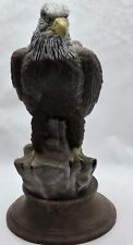 Gorgeous 12” Bald Eagle On Stump Ceramic Statue Figurine America National Bird  picture