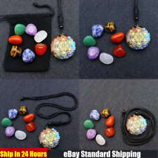 Natural 7 Chakra Healing Metaphysical Crystal Gemstone Orgonite Pendant + Pouch picture