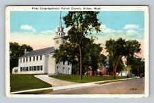 Milton MA, First Congregational Church Massachusetts c1947 Vintage Postcard picture