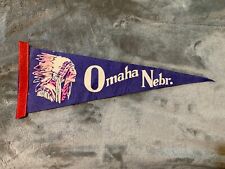 Vintage 1950s Omaha Nebraska Indian Chief Travel Pennant 18” picture