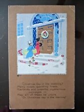 Christmas Day in the Morning Guests w/ Gifts at Door - 1919, Rough Edges picture