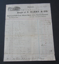 Old 1872 - J. BARRY & Co. - Billhead Document - CHARLESTOWN - Coal picture