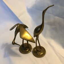 2 - Vintage Solid Brass Cranes / Heron / Storks Sculptures - 7.5