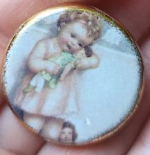COLLECTOR PORCELAIN BUTTON BESSIE PEASE DOLL BIRCHCROFT ENGLAND *READ DEFECT* #2 picture