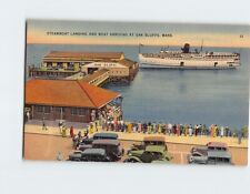 Postcard Steamboat Landing & Boat Arriving at Oak Bluffs Massachusetts USA picture