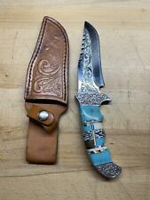 Native American Southwest Navajo Style Turquoise Inlay 9” Knife Nice Medium picture