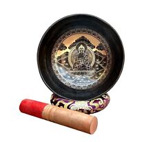 Full Moon Buddha Singing bowl. 8 inch Tibetan Sound Bowl set with Mallet cushion picture