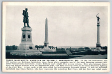 Postcard~ Three Monuments~ Antietam Battlefield~ Sharpsburg, Maryland picture