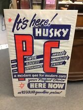 Rare 1950s 60s Husky Service Station Gasoline Poster 38 by 24 Original Near Mint picture