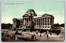 Pueblo CO-Colorado, New Court House, People, Horse, Antique, Vintage Postcard picture
