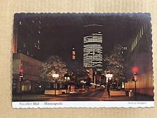 Postcard Minneapolis MN Minnesota Nicollet Mall Shopping District Night Vintage picture