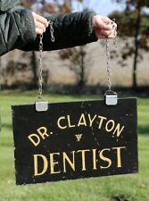 Vintage Dentist hanging Sign Glass advertising window door trade sign tooth old picture