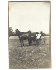 c.1900s Couple In Wagon With Beautiful Horse RPPC Real Photo Postcard UNPOSTED picture