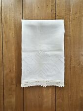 Vintage White Lace Edge Huck Cotton Hand Towel ~ 14 1/2” x 21 1/2” picture