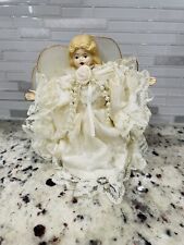 Vintage Victorian Angel Christmas Tree Topper Porcelain Head & Hands picture