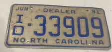 Vintage 1991 North Carolina License Plate ID-33909  Dealer picture