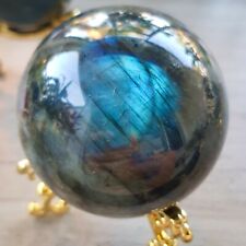 Labradorite Sphere Ball with a golden base. Healing Crystals, reiki, throat chak picture
