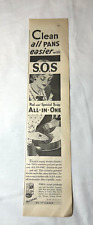 1932 Print Ad S.O.S. Clean All Pans Easier Woman Apron Washing Pan picture