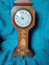 Mahogany Cased Mantel Clock With Stunning Inlay And French Movement Working &Key picture