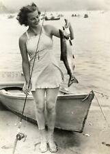 Vintage Fishing Photo ... Woman Holding Large Trout ... Photo Print 5x7 picture