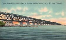 Vintage Postcard Bahia Honda Bridge Highest Span Overseas Highway To Key West FL picture