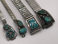 Lot Native American Turquoise Watch Cuffs Tips Sterling Silver Turquoise picture