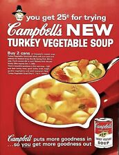 Campbell's soup ad Turkey vegetable vintage 1962 original advertisement picture