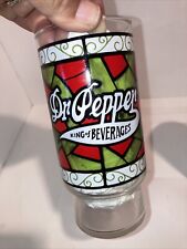 2- Dr. Pepper “King Of Beverages” Glasses- Stained Glass Design, Red,green picture
