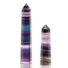 1pc Natural Rainbow Fluorite Obelisk Quartz Crystal Wand Tower Healing Reiki US picture