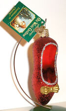 2001 OLD WORLD CHRISTMAS - THE RED SLIPPER - RUBY RED - BLOWN GLASS ORNAMENT NEW picture