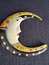 Hand Painted Tin Crescent Moon Wall Decor picture