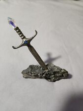 Vintage Pewter Miniture Sword in the Stone Excalibur King Arthur Mythical Legend picture
